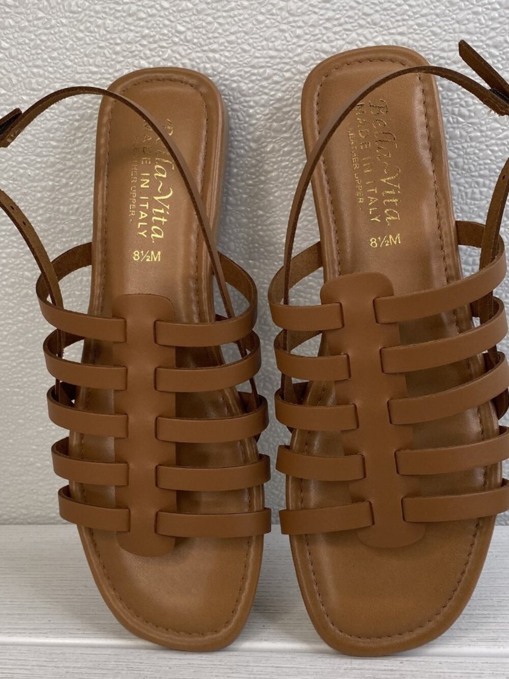 Bella Vita Uma-Italy Cage Sandal Womens Size 8.5 Whiskey Leather Slingback Strap